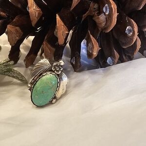 Silver and Turquoise Women's Ring Size 6.75